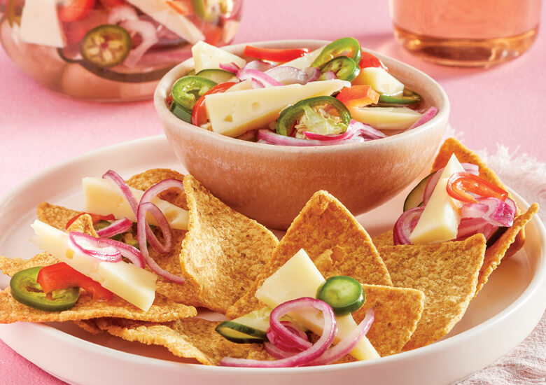 Pickled veggies and asiago cheese