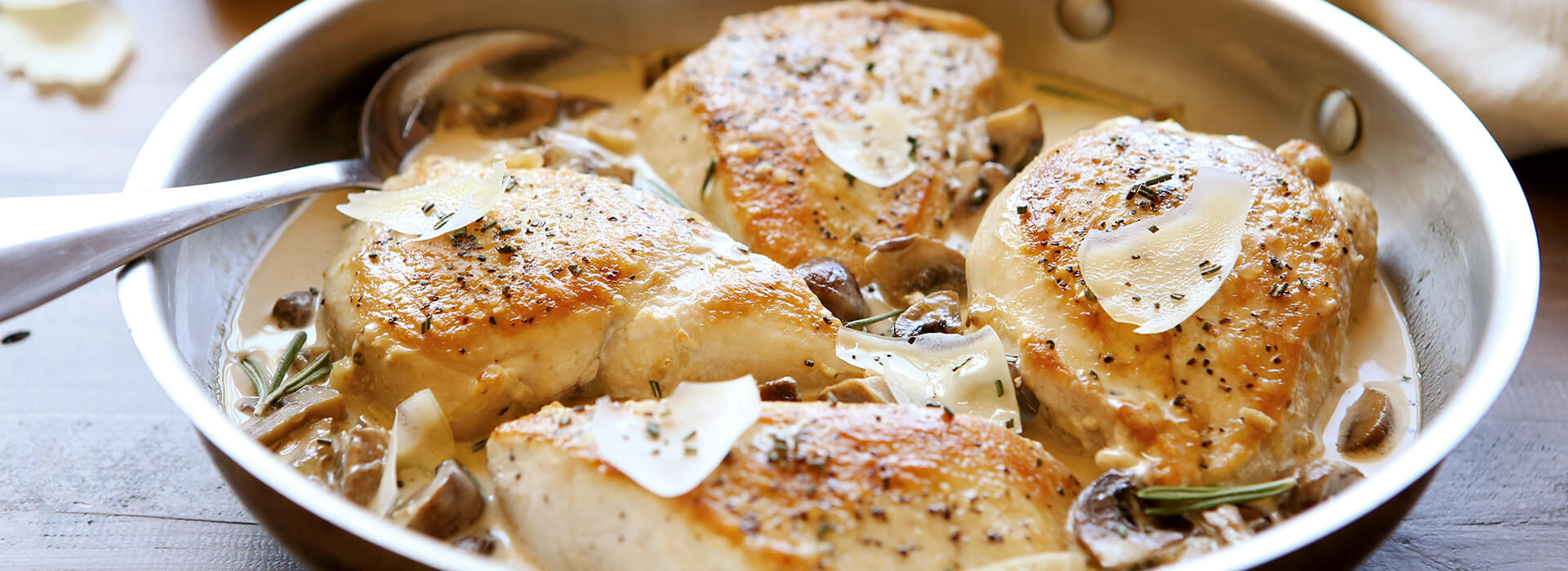 Asiago Cheese Chicken and Mushroom Skillet Recipe Wisconsin Cheese