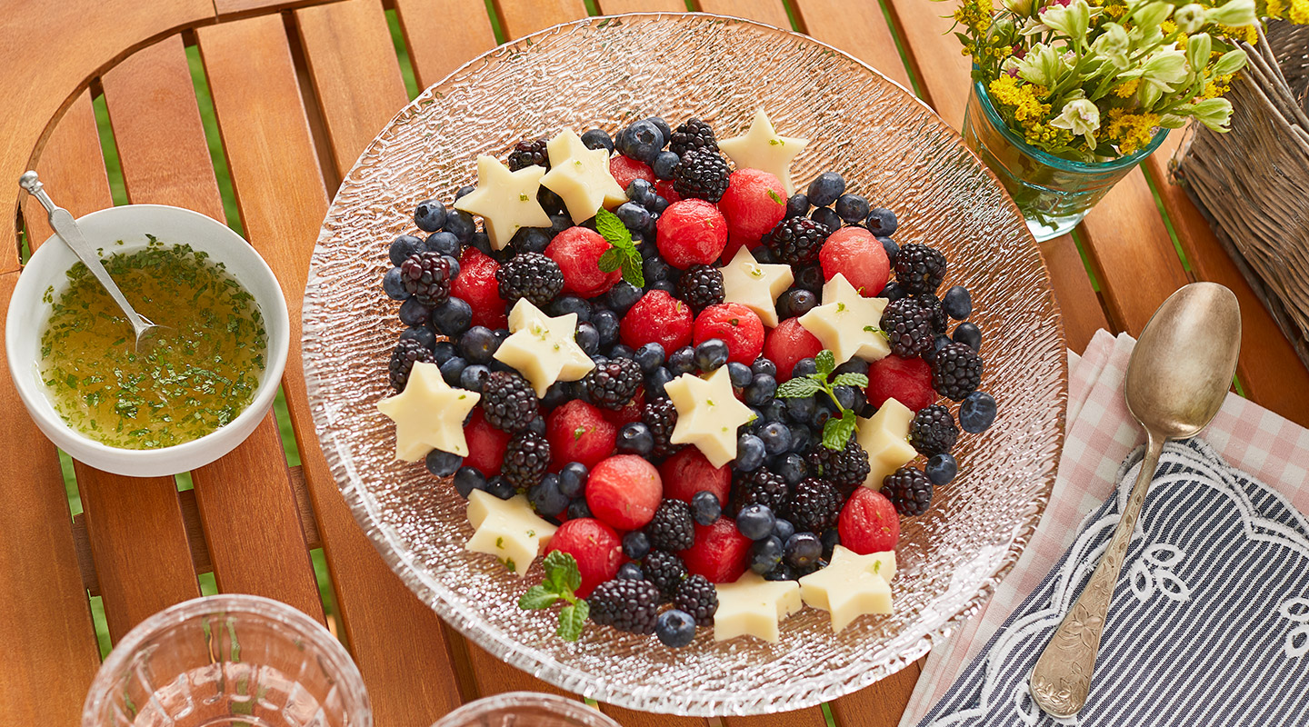 Wisconsin Cheese Red, White and Blue Fruit Salad recipe