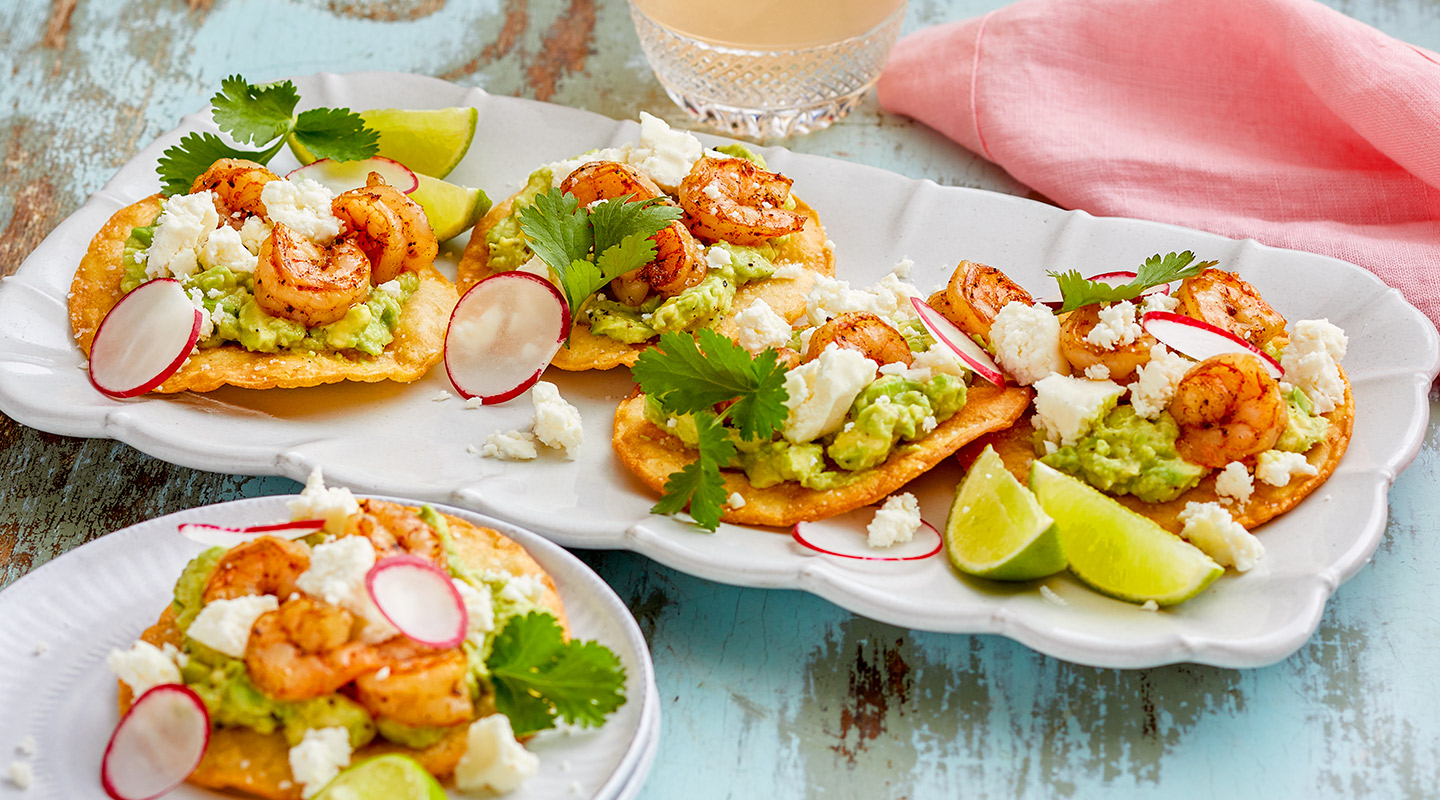 Wisconsin Cheese Shrimp Tostadas with Queso Fresco recipe