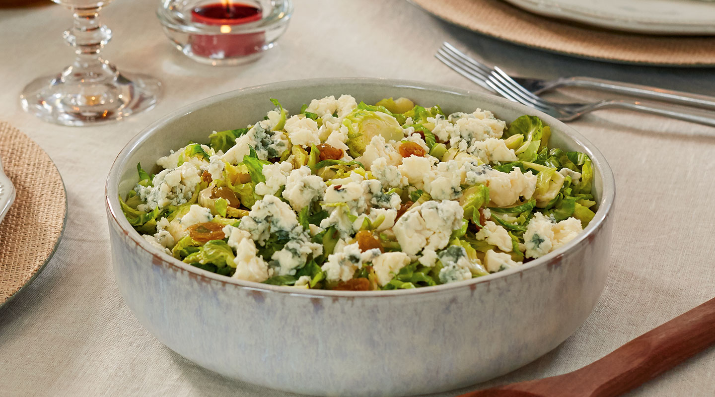 Wisconsin Cheese Warm Brussels Sprout Slaw with Blue Cheese Recipe