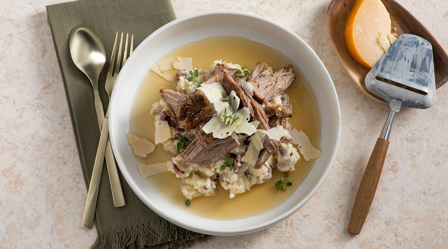 Wisconsin Cheese Braised Pork with Gouda Consommé  Recipe