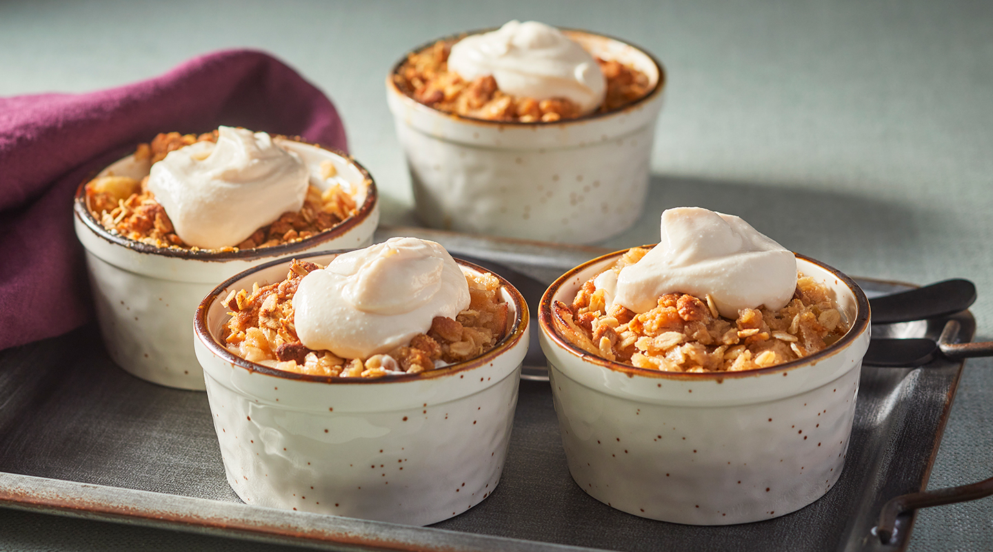 Wisconsin Cheese Fruit Crumble with Caramel-Rum Whipped Ricotta  recipe
