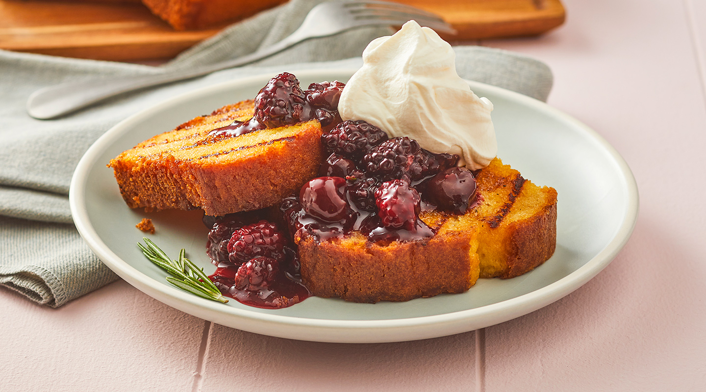 Wisconsin Cheese Grilled Pound Cake with Fruit Compote  Recipe