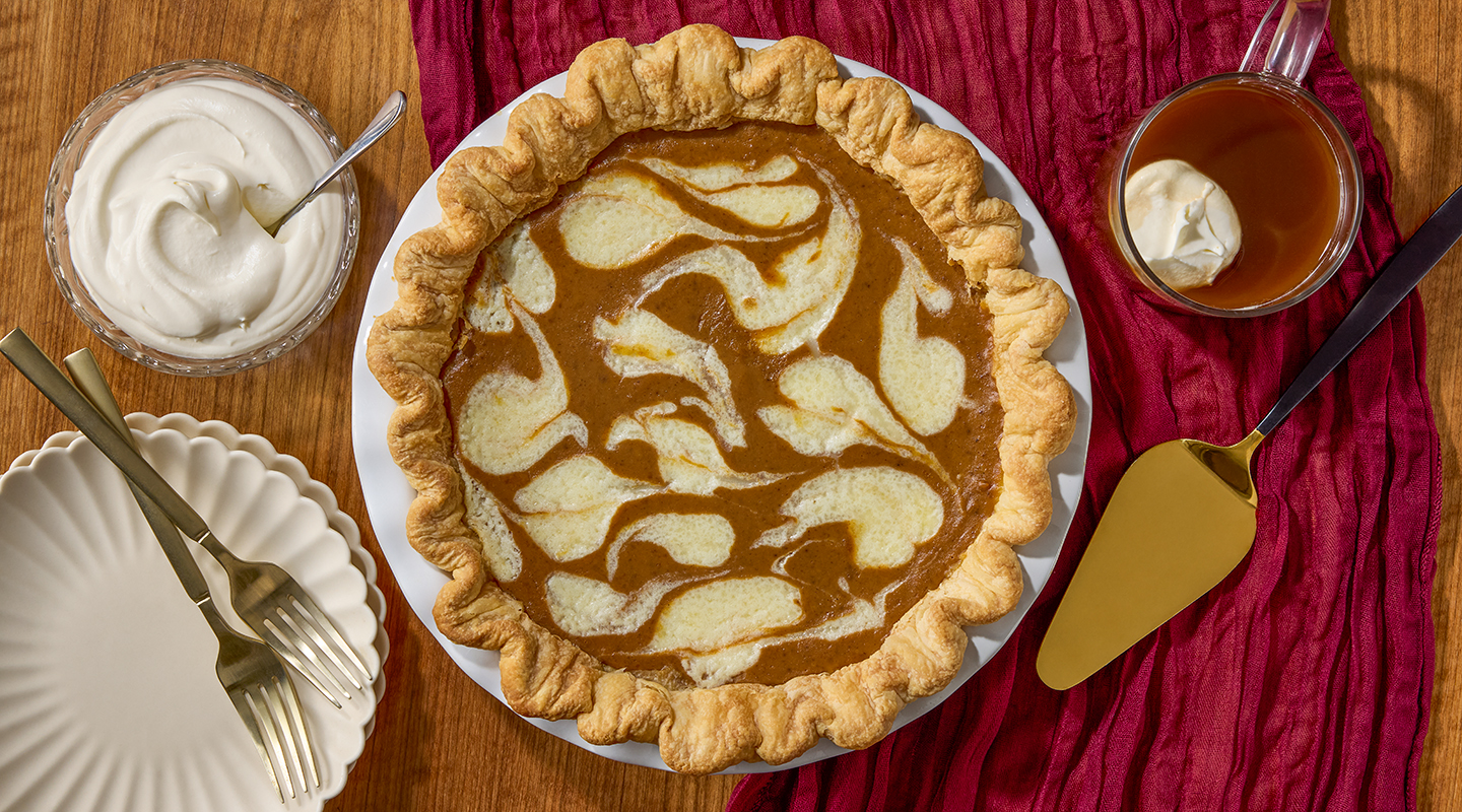 Wisconsin Cheese Mascarpone Swirled Pumpkin Pie Recipe