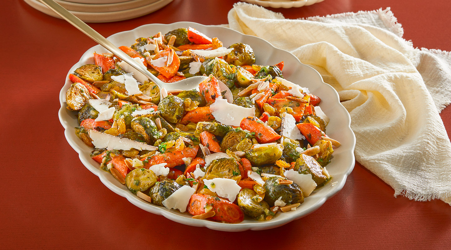 Wisconsin Cheese Roasted Brussels Sprouts and Carrots recipe