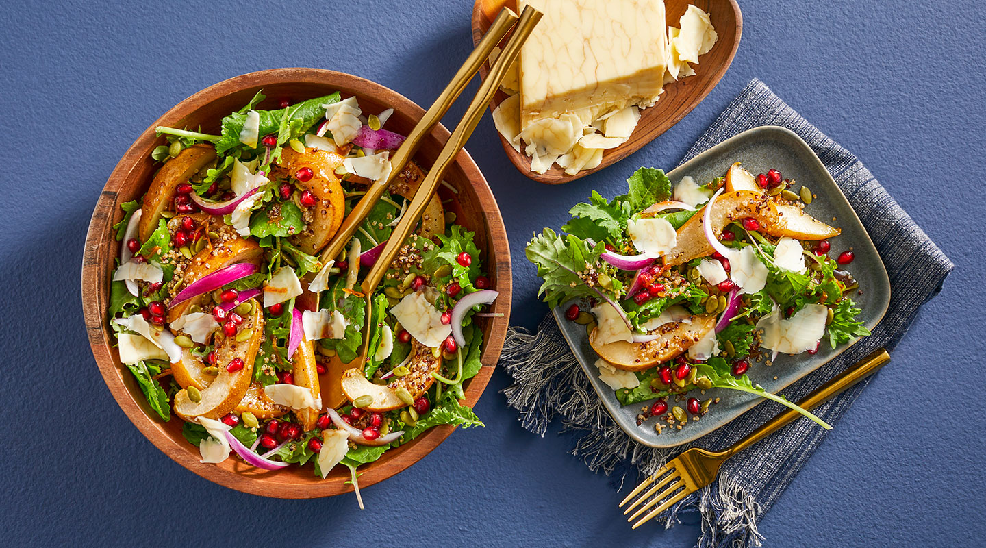 Wisconsin Cheese Roasted Pear and Maple Bourbon Cheddar Salad  recipe
