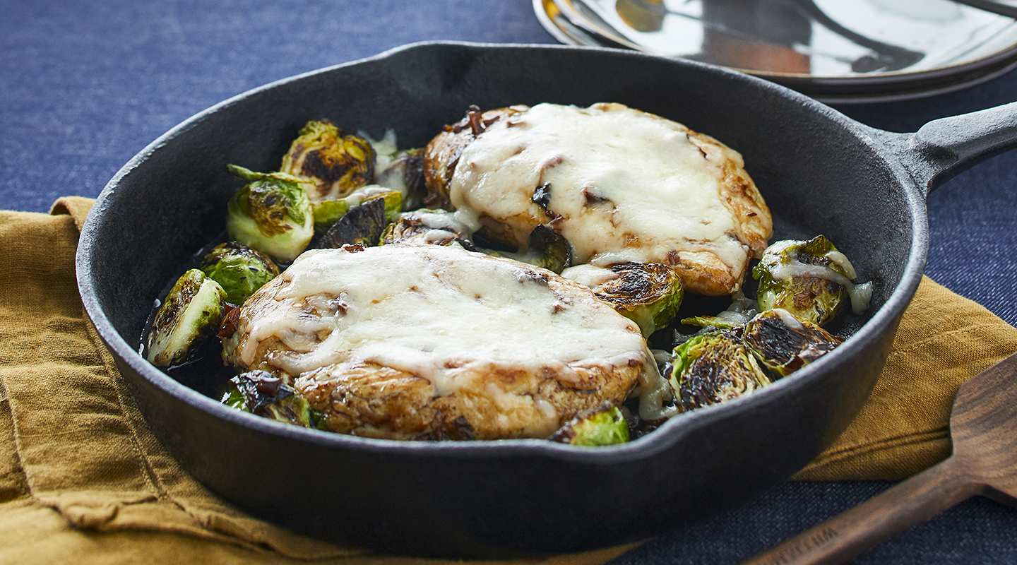 Wisconsin Cheese Smothered Fontina-Chicken and Brussels Sprouts  Recipe