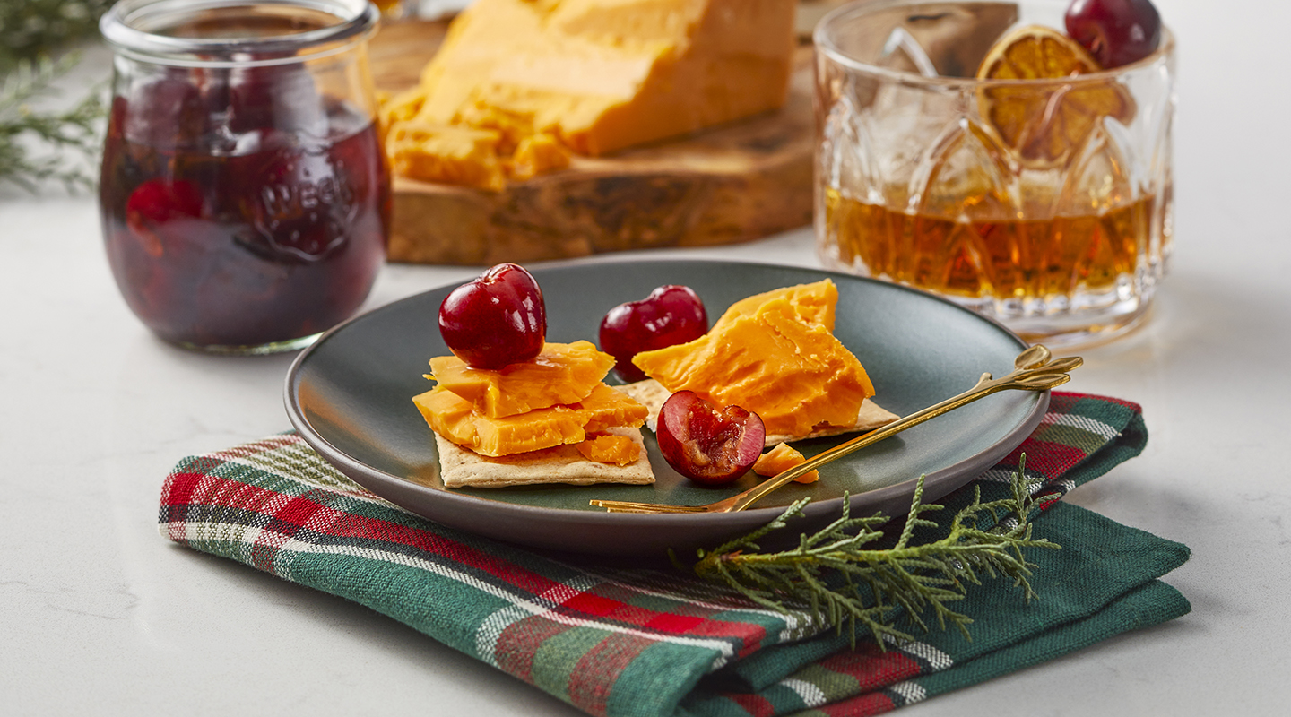 Wisconsin Cheese Spiced Brandied Cherries with 15-Year Cheddar   Recipe
