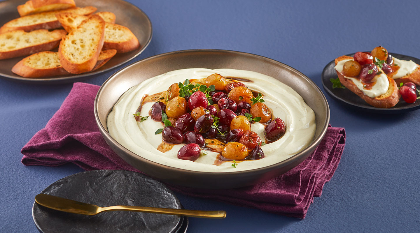 Wisconsin Cheese Whipped Feta with Roasted Grapes   recipe