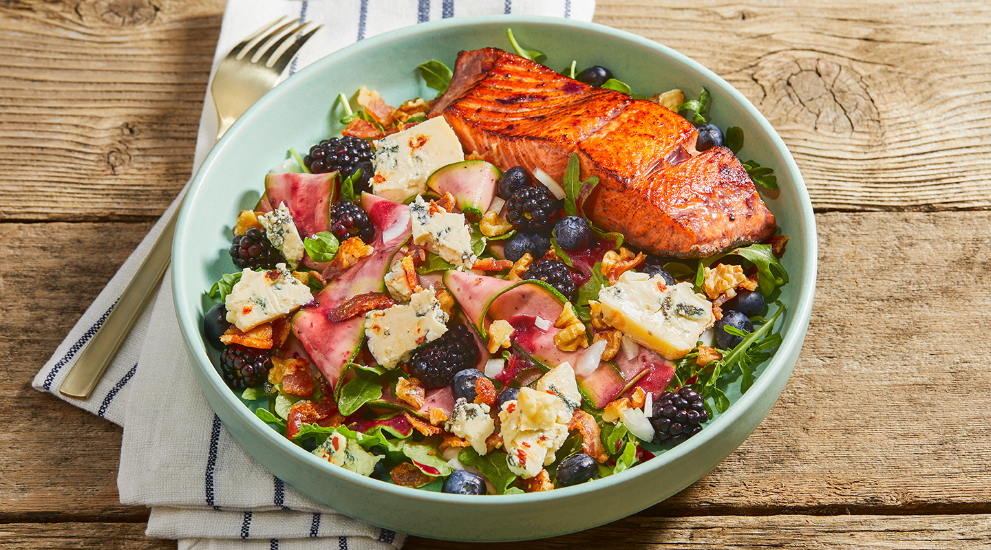 Wisconsin Cheese Wildfire Blue and Berry-Glazed Salmon Salad  recipe